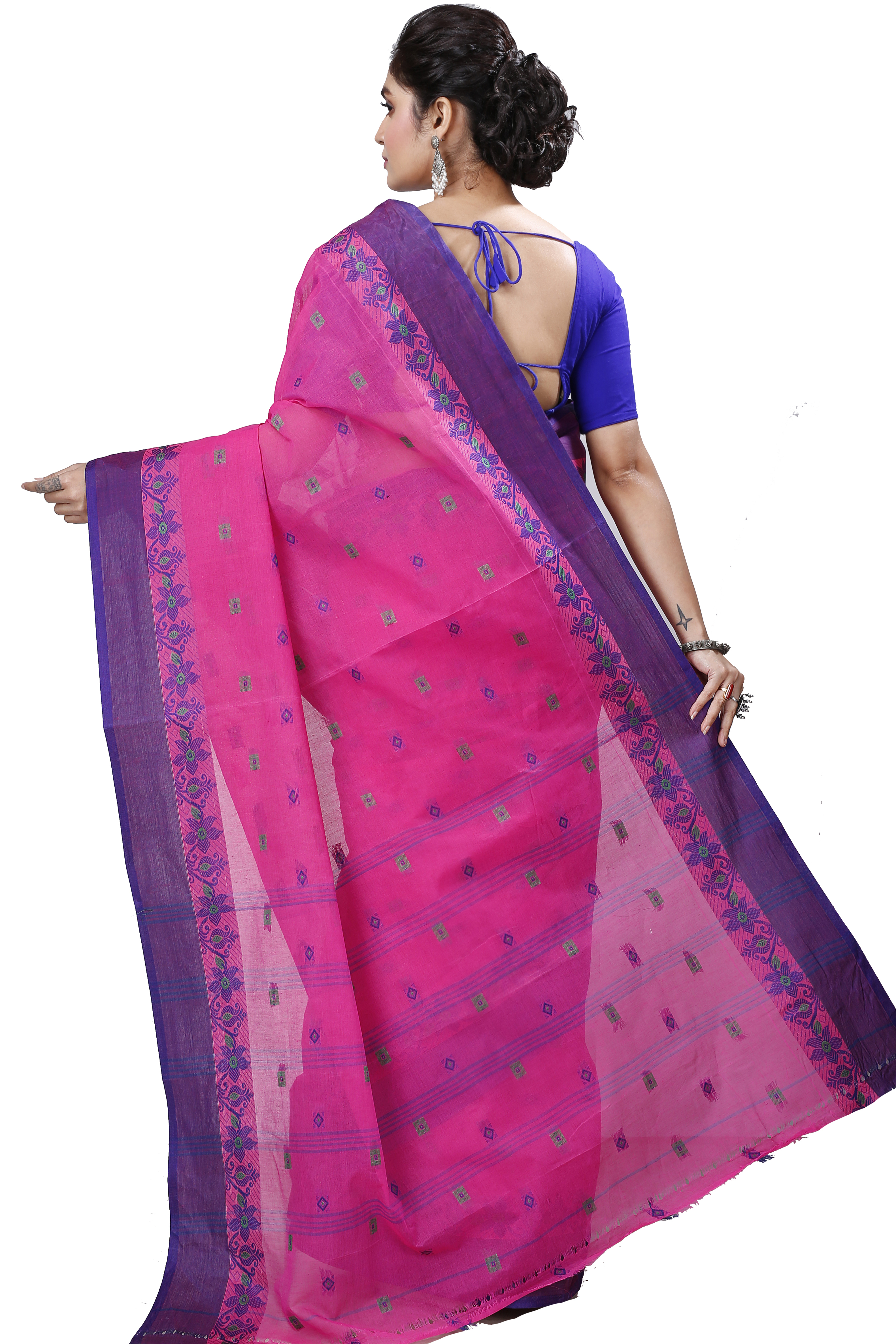 Purple Pure Cotton Ramala Tant Saree (962)